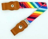MrBuckleFree™ | Gespvrije Elastische Riem - Voor Kinderen - Regenboog Patroon - Rainbow - Multicolor