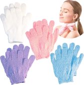 Jollify - Scrubhandschoen - 8 Pack - Scrub - Handschoen - Exfoliating Gloves - Benen - Armen - Lichaam - Gezicht - Wit - Roze - Paars - Blauw