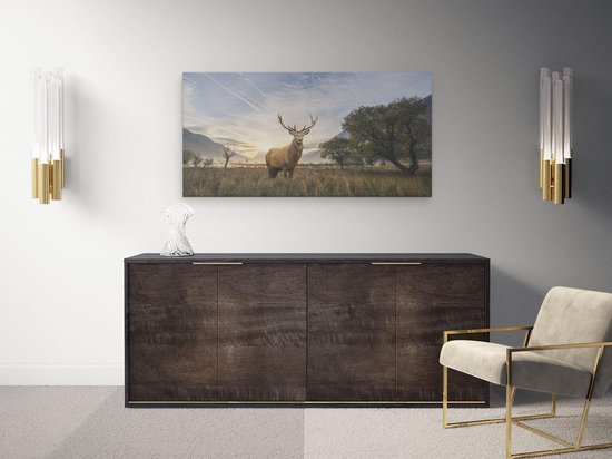 Artaza - Peinture sur toile - Cerf dans le paysage - 80x40 - Photo sur toile - Impression sur toile