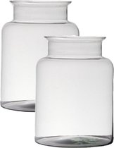 2x stuks transparante home-basics vaas/vazen van glas 25 x 19 cm - Bloemen/takken/boeketten vaas voor binnen gebruik
