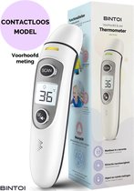 Thermomètre corporel Bintoi® - Thermomètre de fièvre pour adultes et bébés - Thermomètre infrarouge frontal - Thermomètre numérique de fièvre - Mesure instantanée en 1 seconde - Facile à lire dans l'obscurité - Incl. batteries