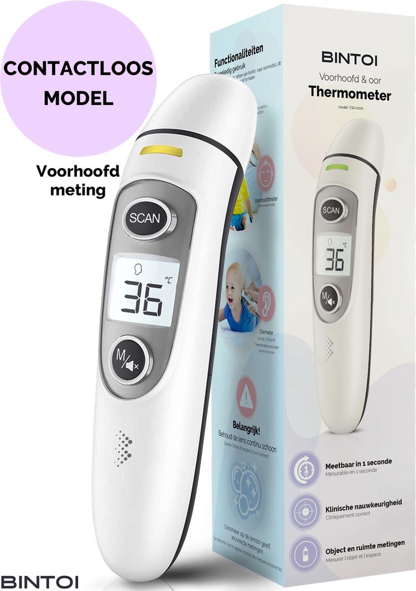 Stralend Verschuiving rib Bintoi® Thermometer voorhoofd - Temperatuurmeter - Koortsthermometer voor  volwassenen... | bol.com