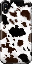 Apple iPhone X/10/XS Telefoonhoesje - Premium Hardcase Hoesje - Dun en stevig plastic - Met Dierenprint - Koeien Patroon - Donkerbruin