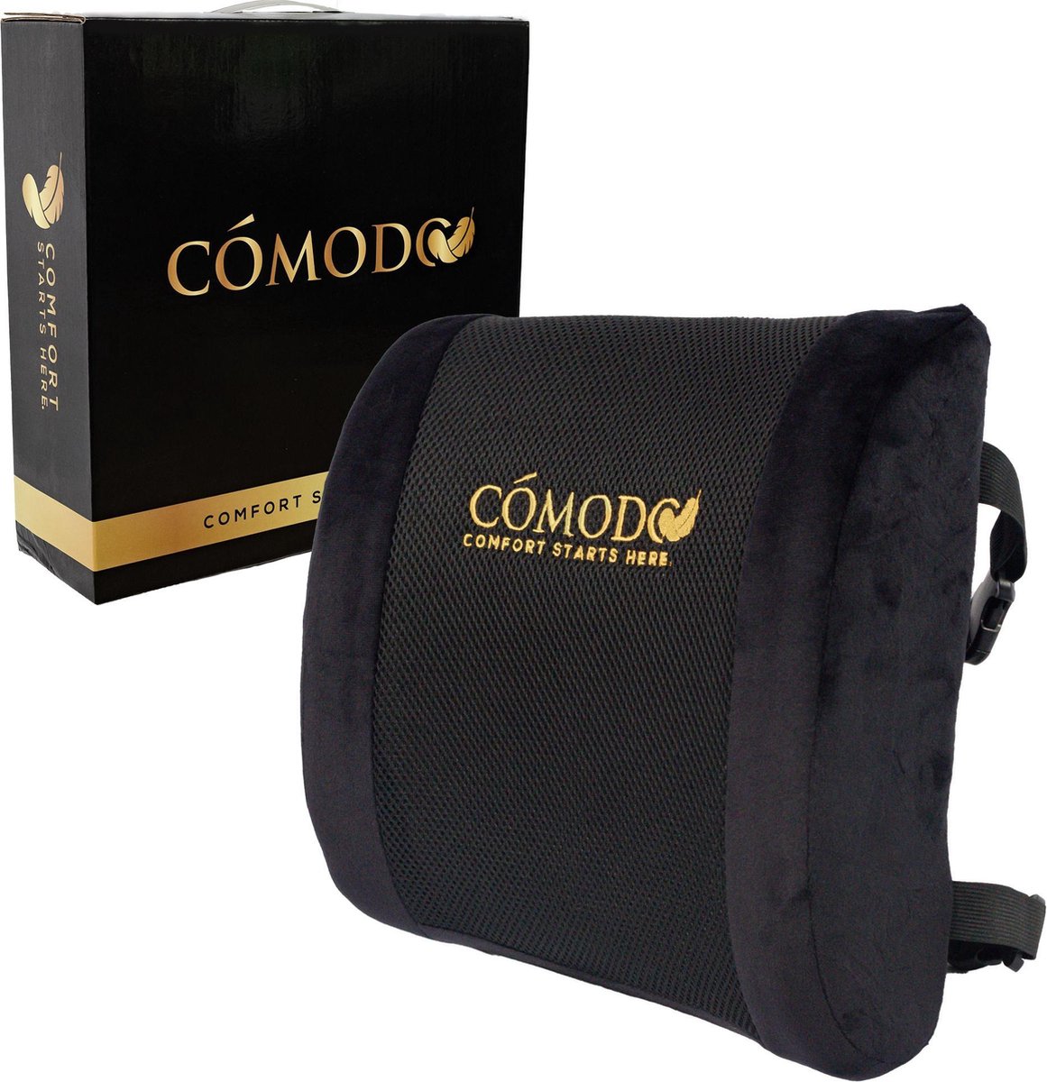 Cómodo-Comfort® Ergonomisch Rugkussen Onderrug – Rugsteun / Lendesteun – Lendekussen voor Auto / Bureaustoel / Stoel – Memory Foam - Rugklachten & Zitcomfort - Comodo-Comfort