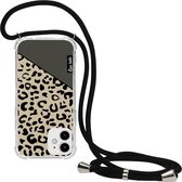 Casetastic Apple iPhone 12 Mini Hoesje met koord - Lanyard Case - Leopard Mix Green Print