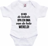 Leukste opa en oma tekst baby rompertje wit jongens en meisjes - Cadeau opa en oma - Babykleding 68 (4-6 maanden)