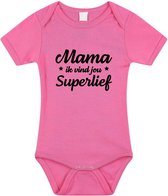 Mama superlief tekst baby rompertje roze meisjes - Kraamcadeau/ Moederdag cadeau - Babykleding 92 (18-24 maanden)