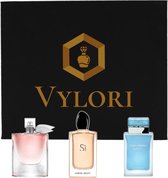 Vylori - Parfum Testers Geschenkset Dames - Armani Sì Eau de Parfum - Lancôme La Vie Est Belle - Dolce & Gabbana Light Blue Dames Eau Intense