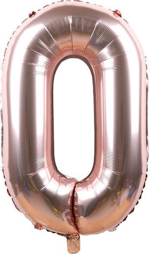 Folieballon / Cijferballon Rose Goud - getal 0 - 41cm