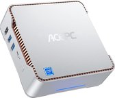 ACEPC - 4K HD - Mini Desk Computer - 6GB RAM - 128GB + 960GB SSD Opslaggeheugen - Intel J4125 - Zilver - Windows 10 Pro Incl. BullGuard Antivirus t.w.v. €60 (1 jaar)