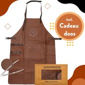 Luxe BBQ schort mannen - Leren schort - Kookschort - BBQ Schort Leer man - Leren schort bbq - Kerst Cadeau voor man - Cadeau Vader Opa Papa - Vadersdag Cadeau - Leren BBQ schort vo