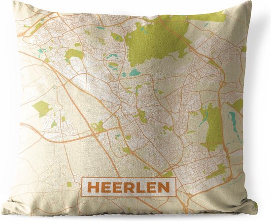 Buitenkussen - Kaart - Heerlen - Vintage - 45x45 cm - Weerbestendig