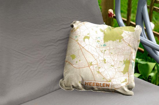 Buitenkussen - Kaart - Heerlen - Vintage - 45x45 cm - Weerbestendig