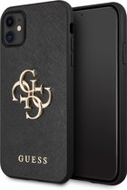 Limited Edition GUESS iPhone 11 6,1" tsaar/zwarte hardcase Saffiano Metalen Logo hoesje