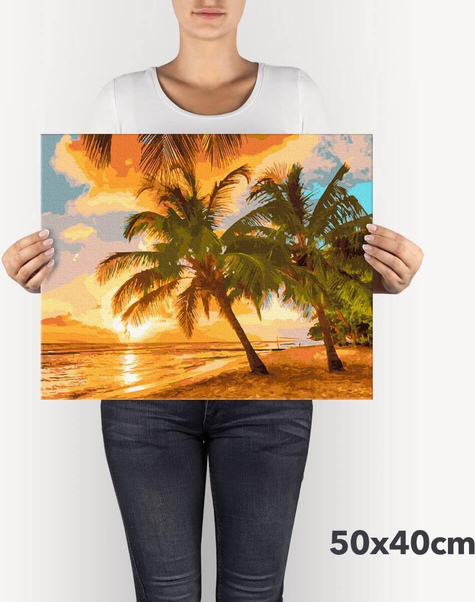 Schilderen Op Nummer Volwassenen DIY Paint By Number Compleet Hobby Pakket op Frame met Vernis - ®Arty Bee - Perfecte Zonsondergang 50x40cm — afbeelding 4
