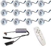 Veranda set van 12 LED Inbouwspots - 3W - Chroom - Dim - Ø52-ZM42 - Draadloos