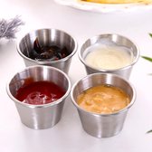 WiseGoods Luxe Sausbakjes - Saus Cups - Roestvrij Stalen Horeca Bakjes - Feest Benodigdheden - Herbruikbaar - 50ML - 4 Stuks