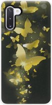 - ADEL Siliconen Back Cover Softcase Hoesje Geschikt voor Samsung Galaxy Note 10 - Vlinder Goud