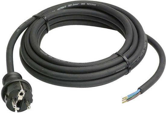 Neopreen buiten kabel 3 meter - 3x 1.5mm met stekker - ABC-Led
