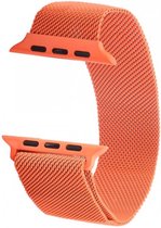 Geschikt voor Apple Watch bandje Oranje Series 1/2/3/4/5/6/SE 42/44 mm - iWatch Milanees Polsband Luxe Milanese Loop - Roestvrij staal - Magneet Sluiting