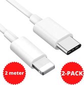 USB C naar Lightning kabel 2 meter geschikt voor Apple iPhone & iPad - iPhone oplader kabel - lader - 2-PACK