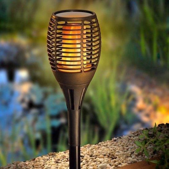 Décoration Solaire Lot De 2 Mini Torches Solaires Effet Flamme LED Blanc Chaud MINI MAITY Sun H70cm Lanternes Et Torches De Jardin