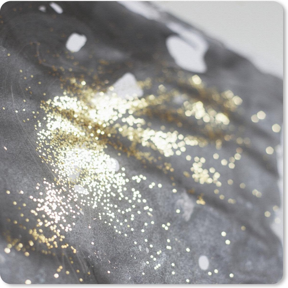 Muismat 30x30 cm - Mousepad Marmer - Zwart - Glitter - Luxe - Muismatten