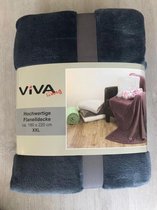 Woondeken XXL zacht fleece - Donkergrijs 180x220 cm