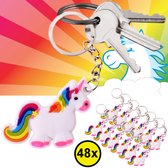 Decopatent® Uitdeelcadeaus 48 STUKS Unicorn / Eenhoorn Sleutelhangers - Traktatie Uitdeelcadeautjes voor kinderen - Klein Speelgoed
