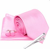 3-delige Stropdasset-Roze-Dasspeld Cadeau-Trouwen-Charme Bijoux