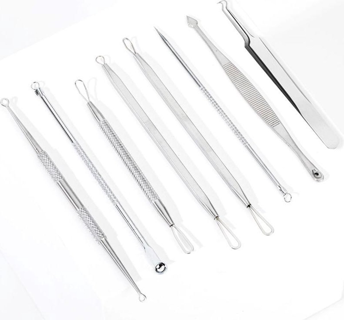 Professionele 8 Delige Mee-eters & Acne Verwijderen Set - RVS Blackhead Killer - Remover Comedonenlepel - Puisten verwijderaar - Comedonendrukker - Mee-eter Lepel