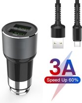 PowerIQ 3.6A Autolader USB Oplader Auto met USB-C Kabel - Sigarettenaansteker Auto Lader Adapter Dubbele USB Poort -Geschikt voor Lenovo K4 / K8 / Lenovo Tab E10/E7/E8/E9/M8/M9/M10/Yoga/P11/P