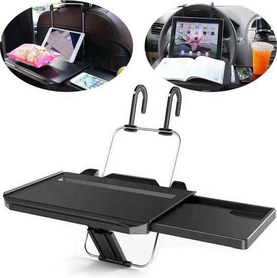 BRAKE® – Auto Organizer – Autostoel – Autostuur- Autotafel – Reistafel – Dienblad Auto – Tablet Houder Auto – Zwart