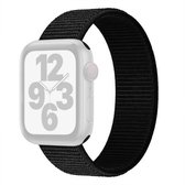 Single Lap nylon vervangende horlogeband, maat: M 155 mm voor Apple Watch Series 6 & SE & 5 & 4 44 mm / 3 & 2 & 1 42 mm (zuiver zwart)