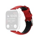 14 mm slanke lederen band horlogeband voor Apple Watch Series 6 & SE & 5 & 4 40 mm / 3 & 2 & 1 38 mm (rood)