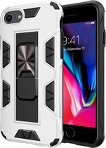 Voor iPhone SE 2020 & 8 & 7 Armor Shockproof TPU + PC Magnetische beschermhoes met onzichtbare houder (wit)