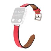 Enkele cirkel 14 mm schroefstijl lederen vervangende band horlogeband voor Apple Watch Series 6 & SE & 5 & 4 44 mm / 3 & 2 & 1 42 mm (rood)