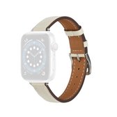 Een stijl lederen band horlogeband voor Apple Watch Series 6 & SE & 5 & 4 40 mm / 3 & 2 & 1 38 mm (wit)