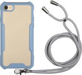 Acryl + kleur TPU schokbestendig hoesje met nekkoord voor iPhone SE 2020/8/7 (melkgrijs)