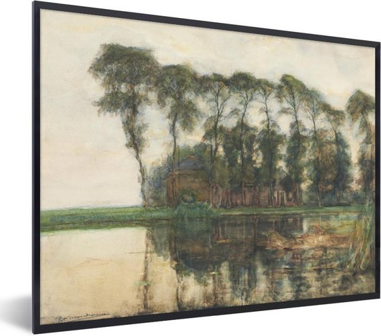 Fotolijst incl. Poster - Boerderij bij het water - Piet Mondriaan - 40x30 cm - Posterlijst