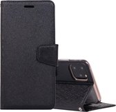 Voor iPhone 12 zijdeachtige textuur horizontale flip lederen tas met houder & kaartsleuven & portemonnee & fotolijst (zwart)
