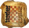 Afbeelding van het spelletje HappyWoods - Handgemaakte Olijfhouten Rustic Schaakspel - Rood 30 cm - Olijfhouten Schaakbord met Schaak stukken - Schaakset - Schaakspellen – Schaakspel hout volwassenen – Schaakborden Kinderen (+ Gratis Beeswax )