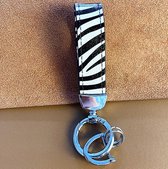 Zebra leer Sleutelhanger - Gift - kwaliteit - Vrouwen - Meiden - cadeau - Keychain - Zebra