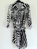 Doorknoop Blouse/Tuniek, Lina Moda, Zebraprint met Ceintuur