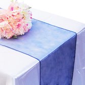 3 Organza tafellopers navy blue - tafel decoratie - tafelloper - organza - lila - trouwen - babyshower