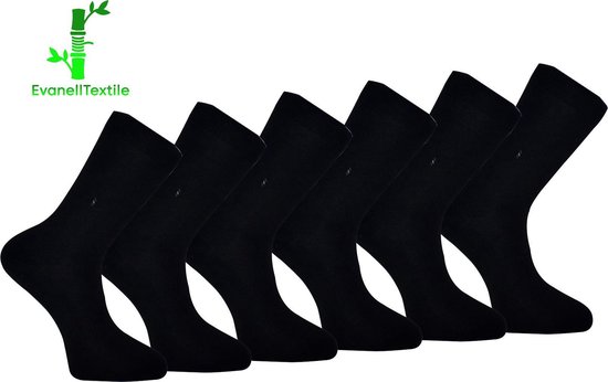 Chaussettes Noires Homme Bambou, Sans couture, Anti Transpiration, Haute, Ultra Fines - 6 paires 40-44 - Noire