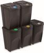 Set van 5 recycling kubussen 175L Prosplasplast Sortibox plastic in antraciet kleur