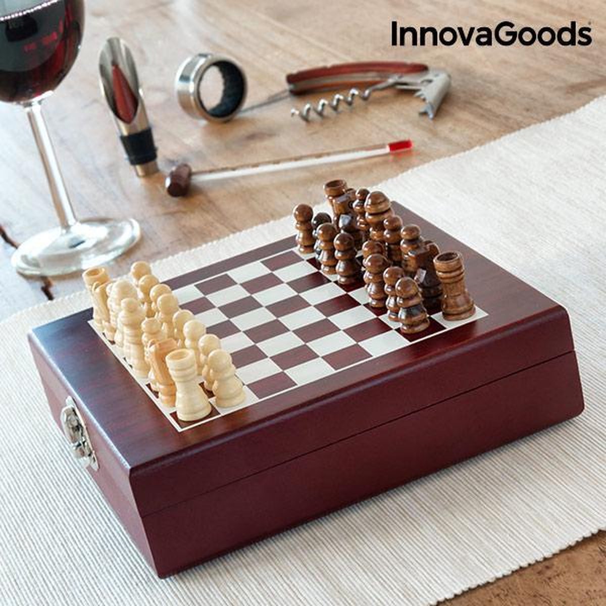 InnovaGoods Wijn- en Schaakset (37 Stuks)