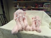 Set van 2 Knuffel olifanten, de ene is  65 cm,  Super zacht en super lief XXL (mama) -  de ander is 40 cm  (kindje) - Kleur is  roze - origineel cadeau - kussen + knuffeldier.
