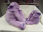 Set van 2 Knuffel olifanten, de ene is  65 cm,  Super zacht en super lief XXL (mama) -  de ander is 40 cm  (kindje) - Kleur is  paars - origineel cadeau - kussen + knuffeldier.
